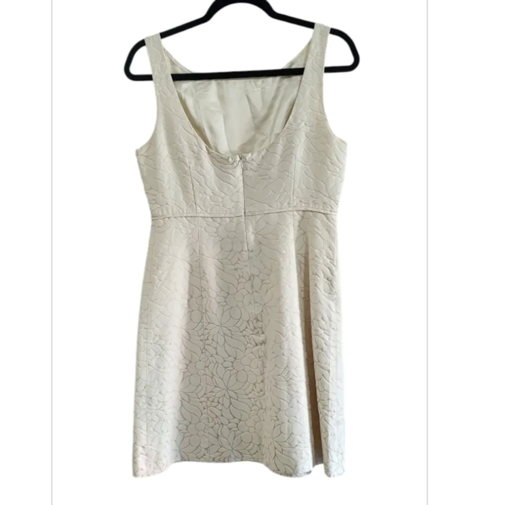 J Crew Ivory Silk Cotton Blend Floral Damask Scoop Back Dress, 10